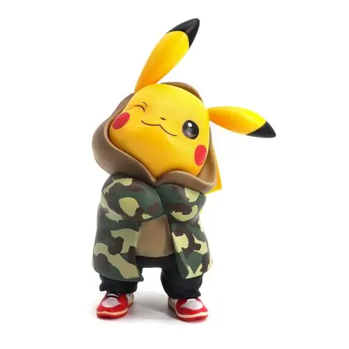 宠物小精灵 迷彩服 潮服 皮卡丘 盒装手办车载摆件公仔模型