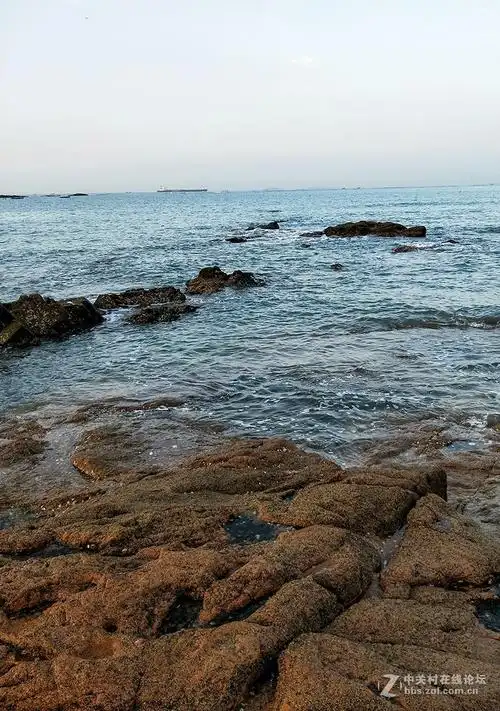 手机拍摄海边礁石