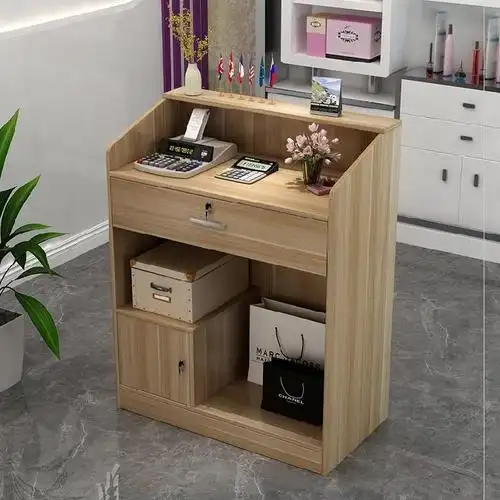 收银台小型简约理发店现代收银台吧台公司前台沙发接待养生馆店铺