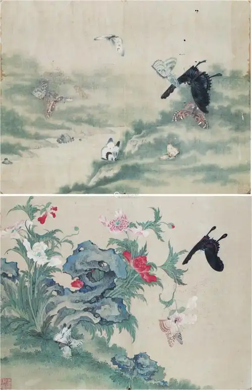 蒋廷锡款 百蝶图 (二十四开)册页