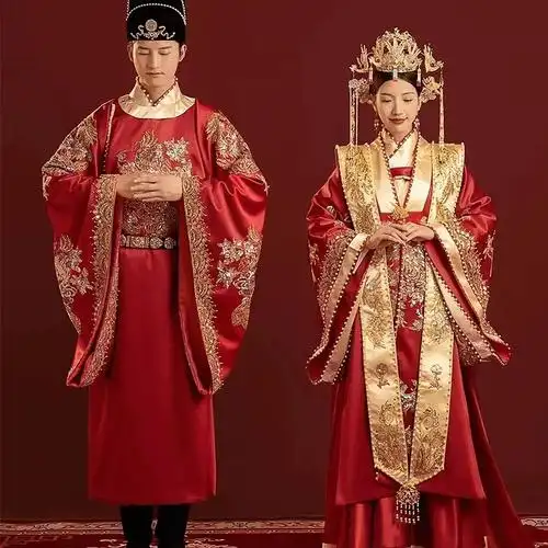 汉服明制婚服新款中式嫁衣情侣套装嫁衣婚纱秀禾服敬酒服古典礼服