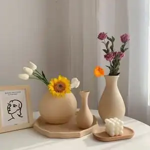 精致小物件创意个性复古风北欧风木质素胚花瓶托盘摆件做旧风装饰