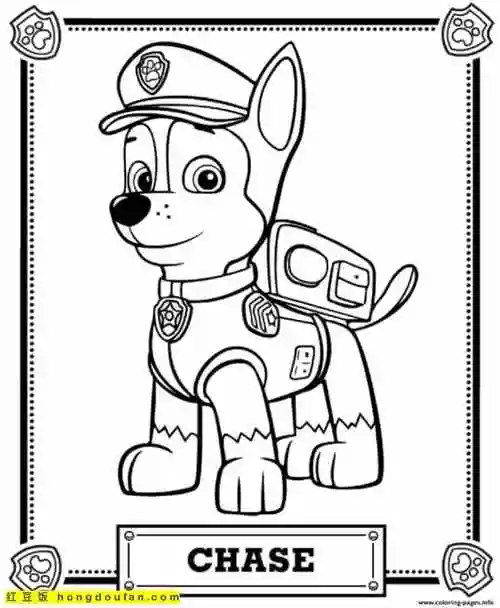 汪汪特工队主题填色图-红豆饭小学生简笔画大全