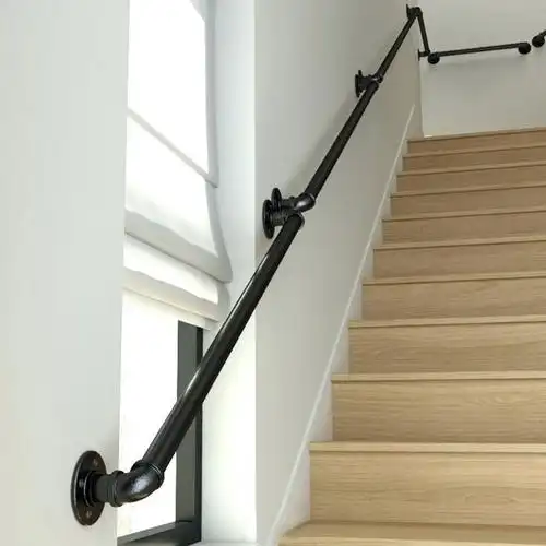 楼梯扶手家用靠墙铁艺水管简约护栏创意设计栏杆楼梯扶手
