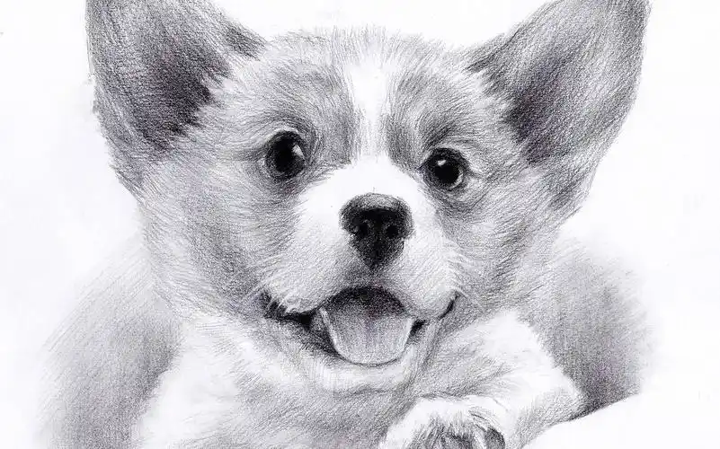 素描公开课|柯基素描教程,怎样用素描画毛绒绒的动物_哔哩哔哩_bili