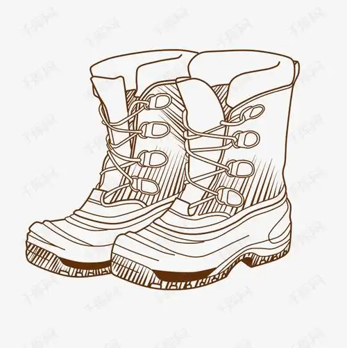 线描女靴手绘插画
