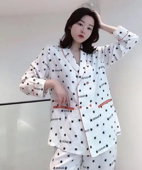 2020新款网红冰丝睡衣女爆款套装春秋简约时尚高端家居服可外穿夏