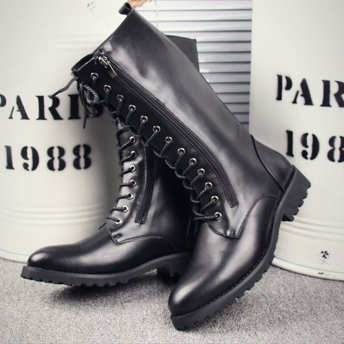 春秋男高筒靴子男士长筒鞋子马丁靴尖头英伦皮靴潮靴男牛仔靴马靴