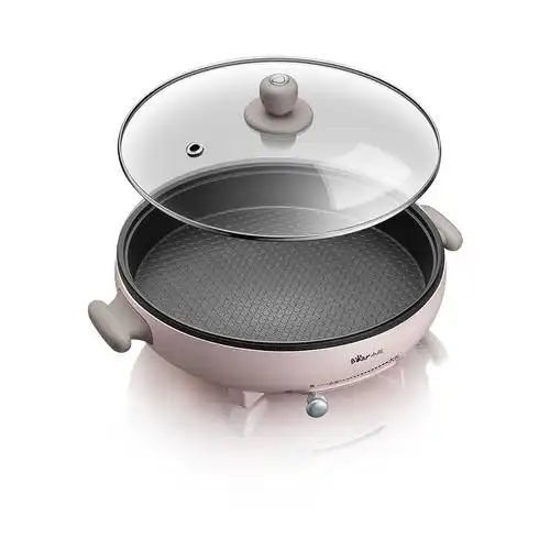 小熊电饼铛电煎锅电热锅不粘锅煎烙炸煮电火锅温度可调粉红色视频