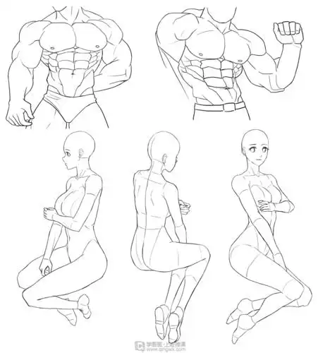 临摹男性肌肉角色人物肌肉绘画训练