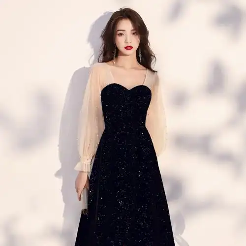 小个子晚礼服女平时可穿宴会气质法式轻奢小众高端星空生日毕业裙