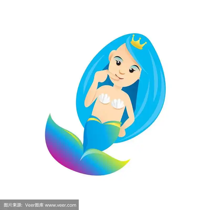 mermaid cartoon character cute isolated on white b