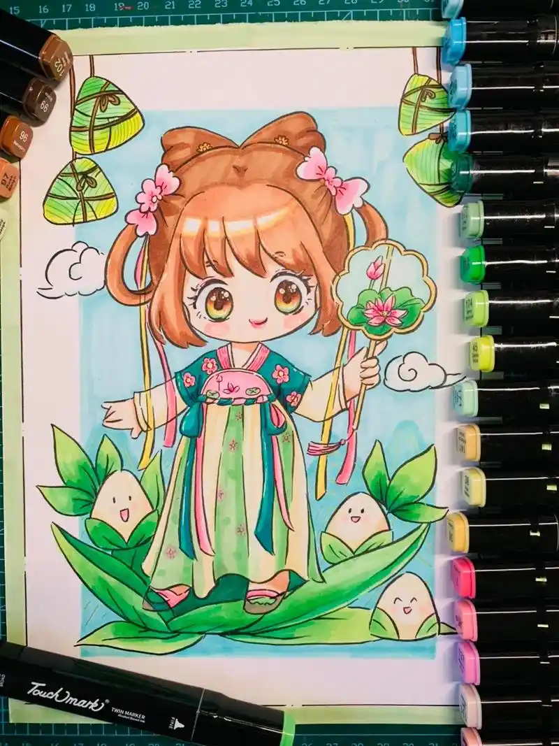 马克笔更新国风端午节动漫人物笔:168号touchmar - 抖音