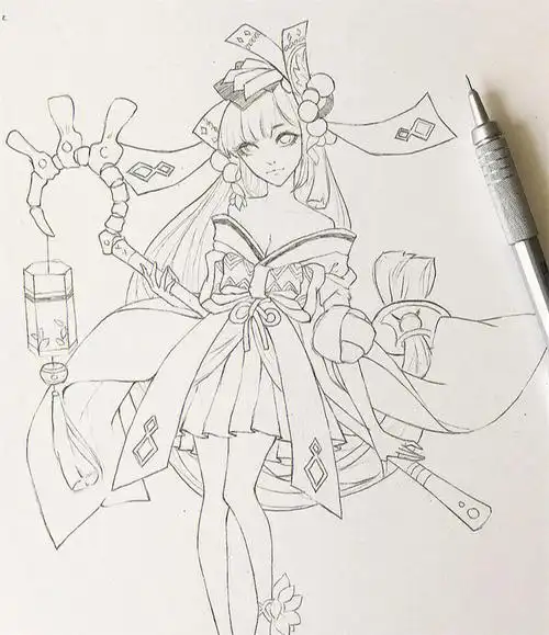 初学者必备的动漫人物铅笔画临摹作品