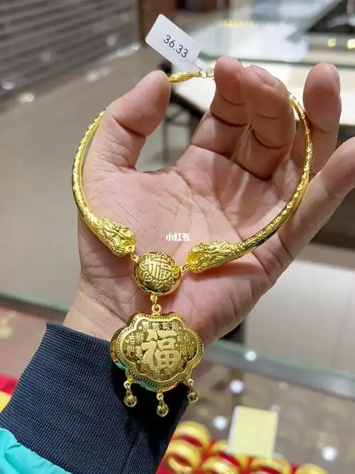 黄金宝宝项圈足金9999纯金饰品