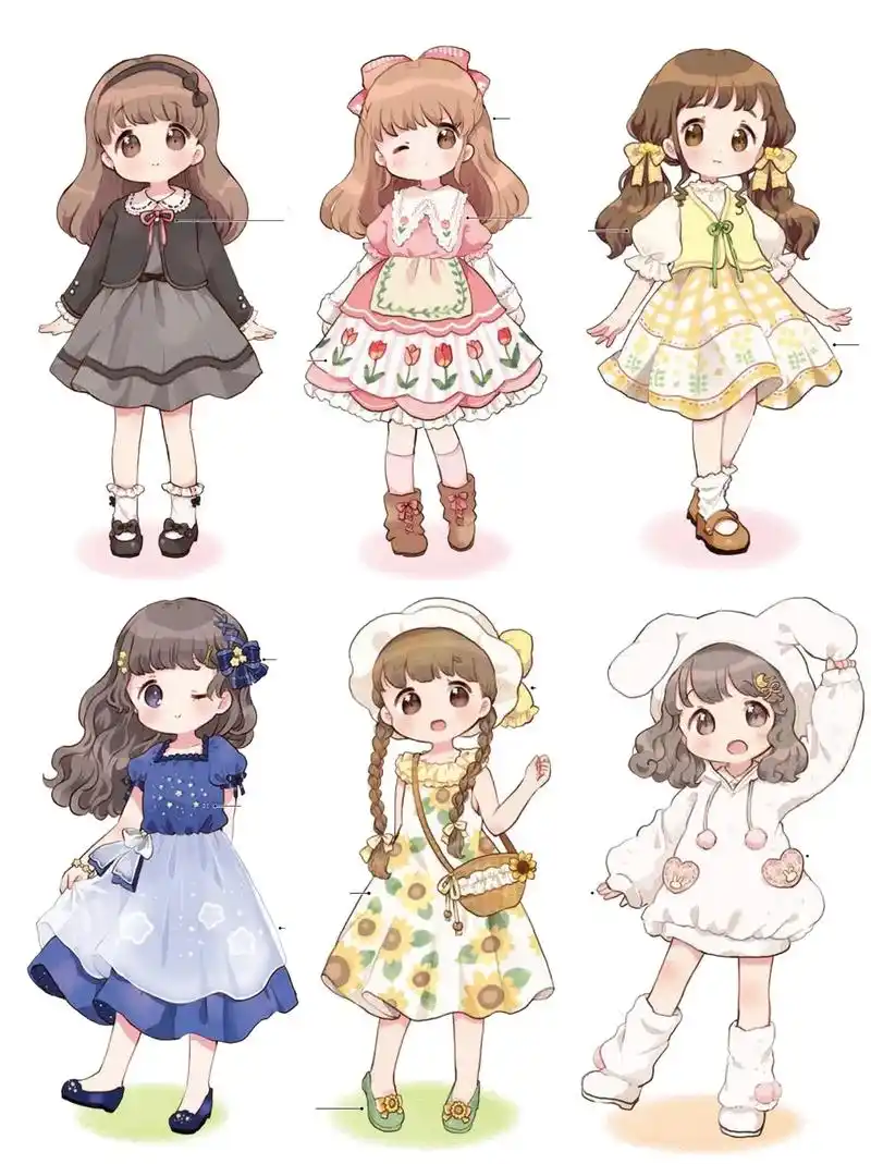 q版素材参考!萌妹篇!#q版 #板绘 #二次元 #q版人物  - 抖音