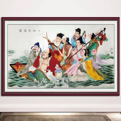 八仙过海神仙海报画中堂客厅墙贴八仙神像玄关装饰贴画