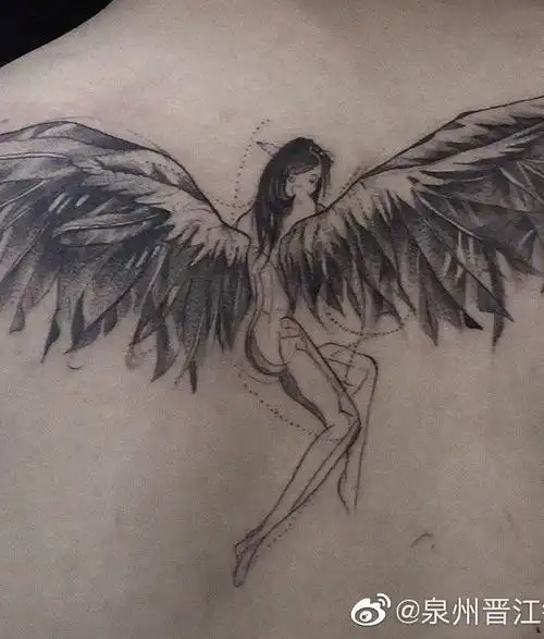 天使翅膀_纹身图案手稿图片_康培民的纹身作品集