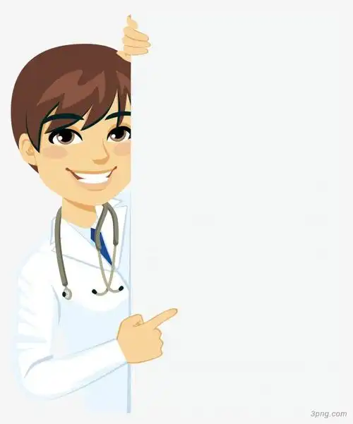 拿着展板的年轻医生png素材透明免抠图片-动植人物