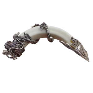 龙渡正宗藏银野猪牙吊坠动物牙齿挂件真品加工车挂镶嵌把玩文饰品