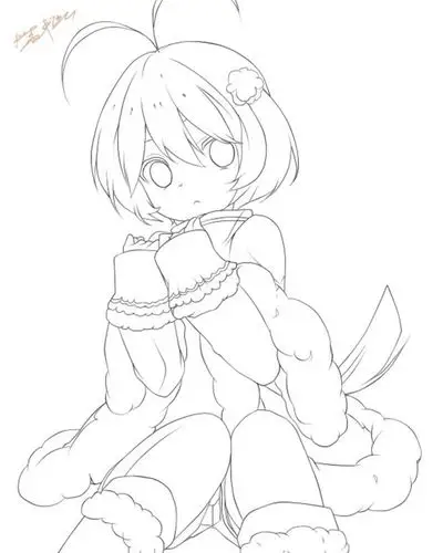 【果冻】线稿 动漫 黑白素材 插画 手帐