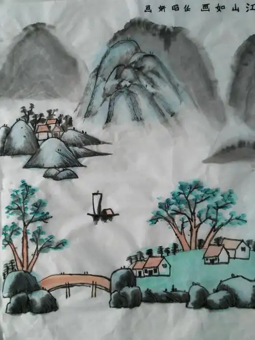 73分享发弹幕原图圆梦画室一部中级班2017年暑假写意山水画作品2017
