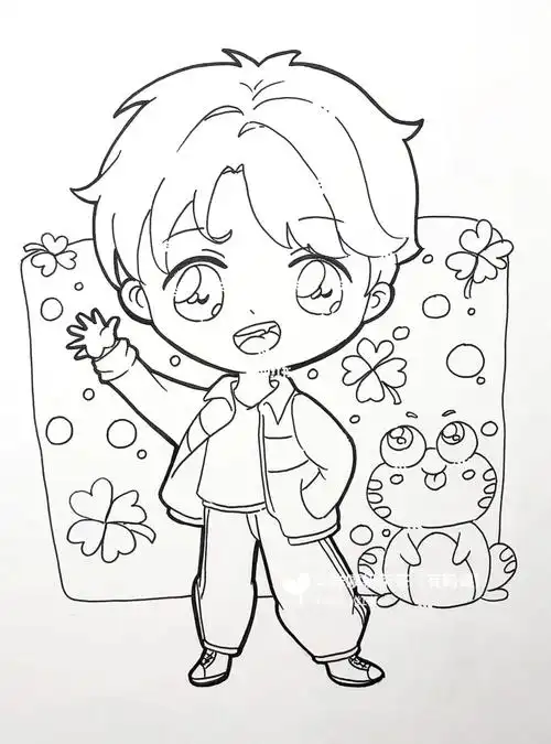 q版男生马克笔绘画q版动漫