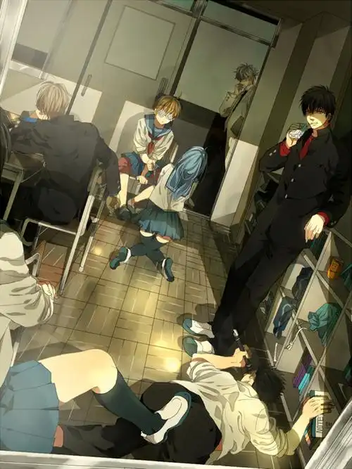 教室里有很多的学生在下课打闹 动漫卡通图片