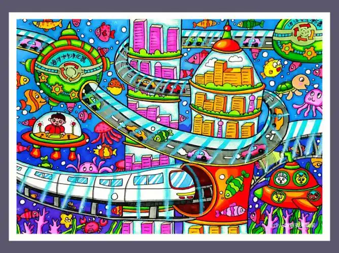 科幻画  #儿童画  #儿童创意美术  #马克笔  #马克笔儿童画