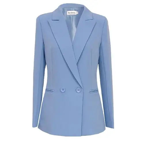 2020明星韩雪同款浅蓝色气质女神范休闲职业装两件套时尚西装套装