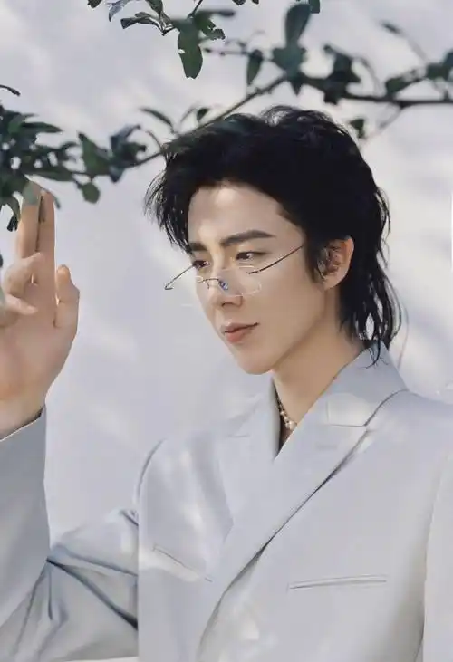 狼尾是刘宇宁会经常使用的出场造型,他内双细长的眼