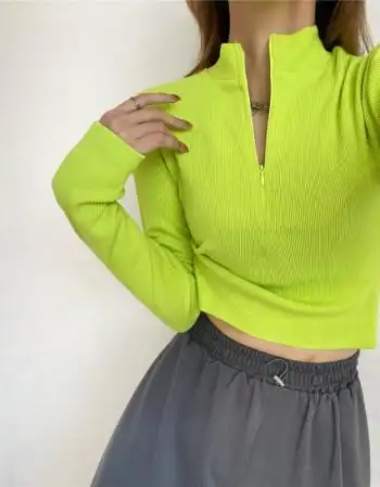 jazz爵士舞服装女韩版街舞辣妹上衣穿搭性感风格短款女紧身酷台荧光绿