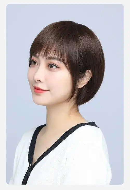 假发女真发中老年碎发假发真发全真人发全头套女短发中老年女士假发套