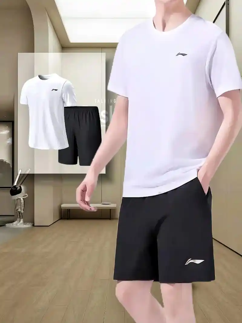 李宁速干跑步运动套装夏