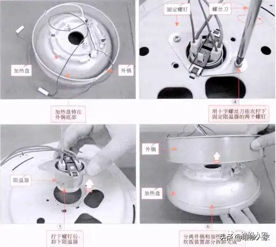 5,回装并恢复电饭煲的机械性能电饭煲维修操作完成后,还需要将拆卸的