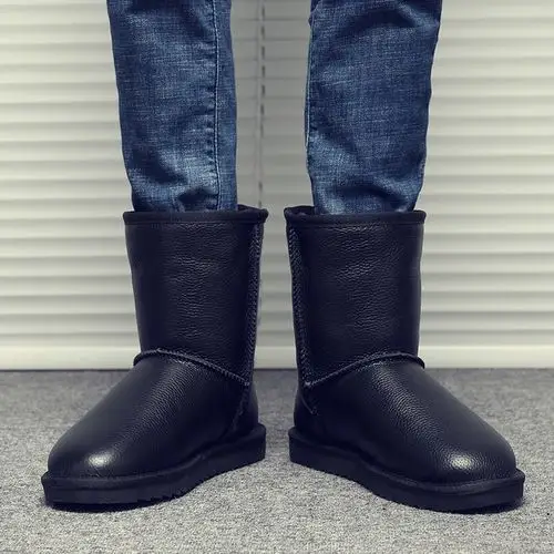 雪地冬季男款防水男士中筒靴子防滑保暖加绒时尚雪地靴