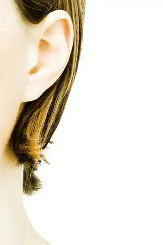 西方人,耳朵,一个人,竖图,室内,特写,白天,白色背景,正面,欧洲,欧洲人