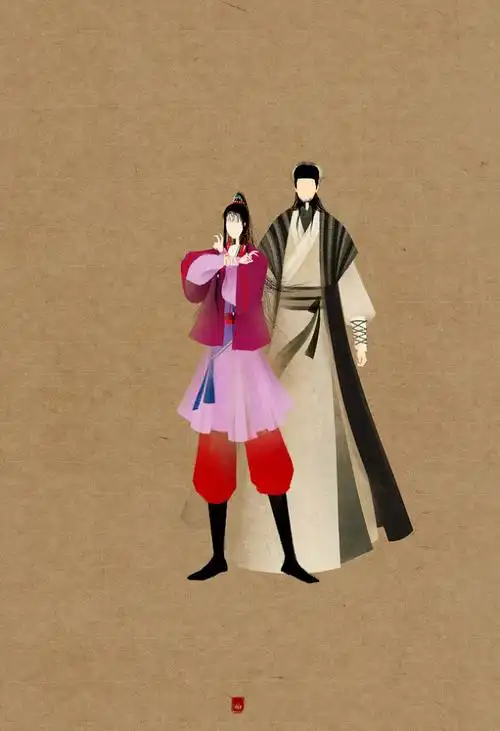 手绘插画漫画呼葱觅蒜无脸古风图集天龙八部阿紫乔峰