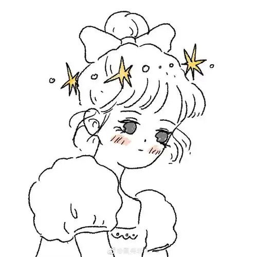 78简约线条可爱卡通女生头像78