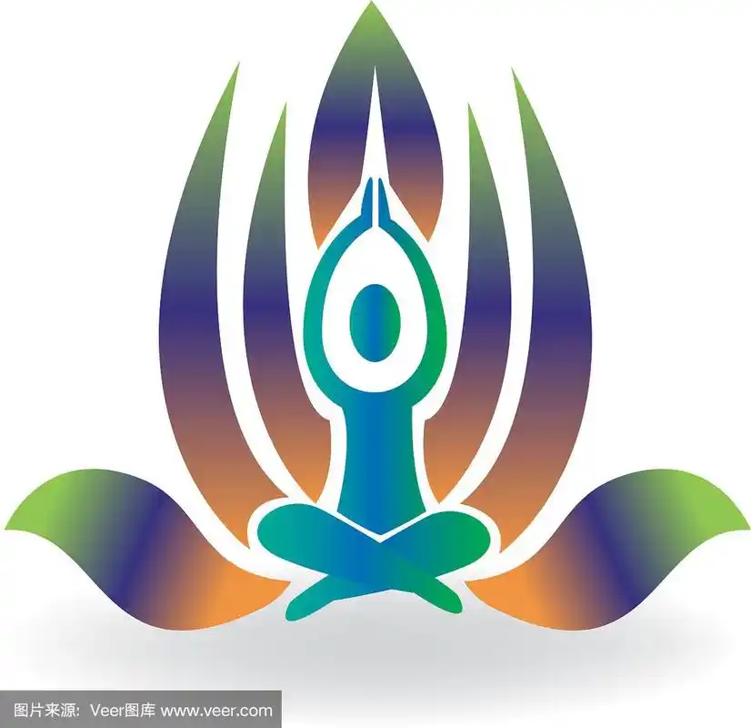 瑜伽人冥想莲花图标标志