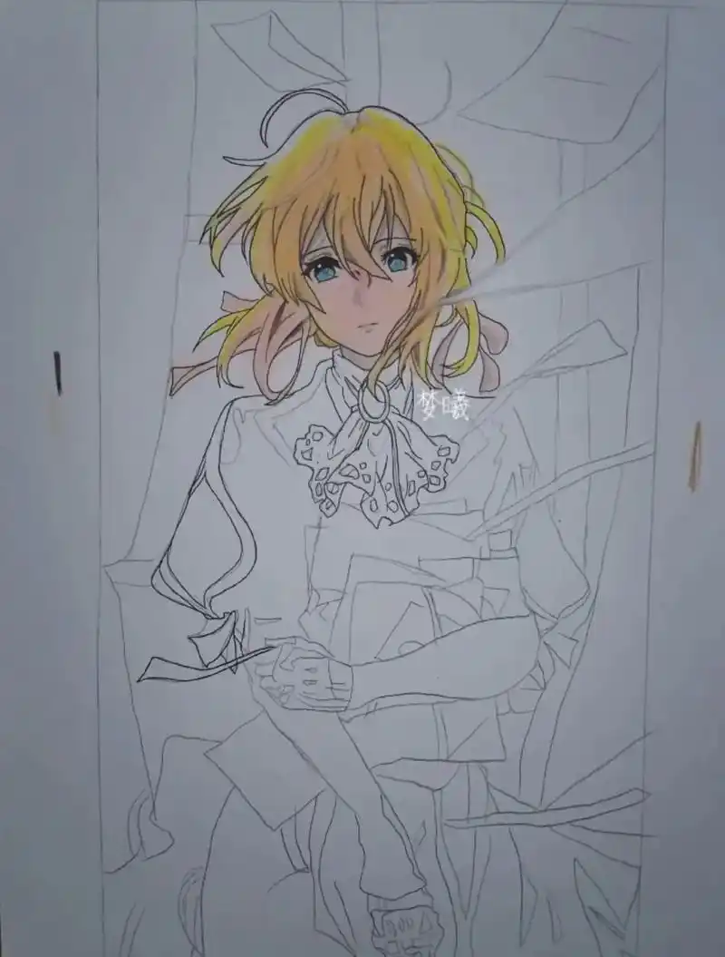 紫罗兰的永恒花园,薇尔莉特#手绘 #临摹 #二次元 #紫罗兰 - 抖音