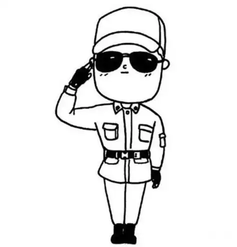 q版军人全身敬礼简笔画
