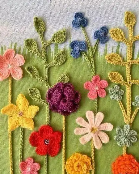 黄色的毛线简单的怎么画(18款毛线花朵装饰画)(25)