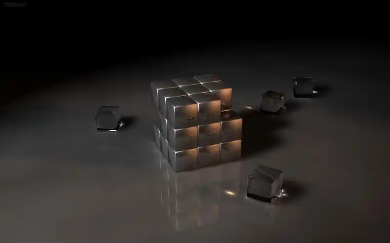 数码3d块给予反射cube3dblocksrenderdigitalartreflection壁纸图片