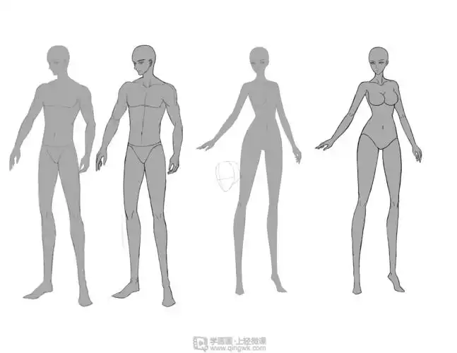 男女人体线稿人体古风插画入门训练