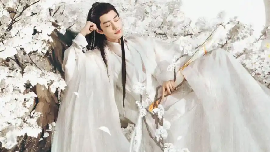 肖战一袭白衣古装五官清秀俊美风度翩翩仙气四溢妥妥的古装美男子