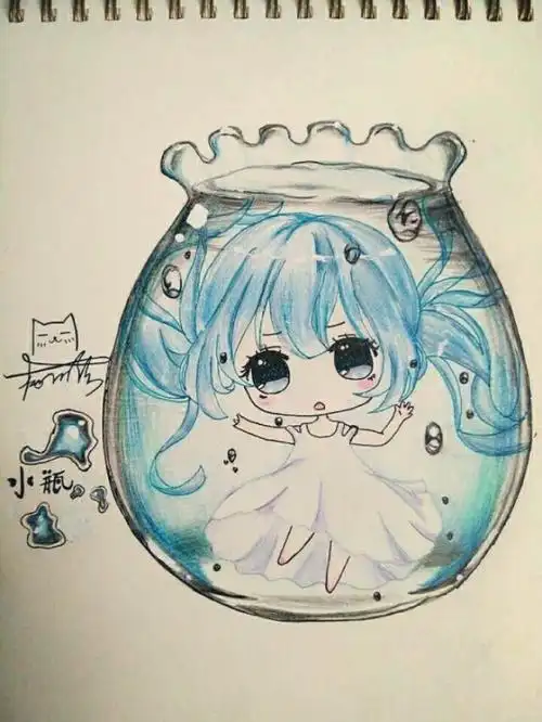 水瓶座手绘头像