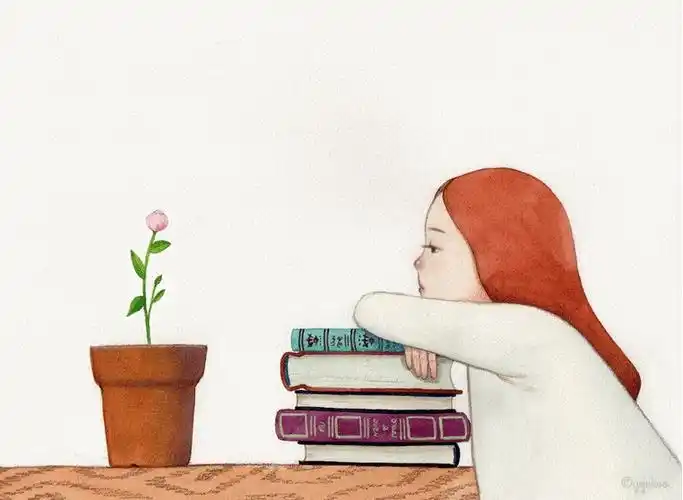 等待~ 插画师yejukoo《红发女孩》系列插画