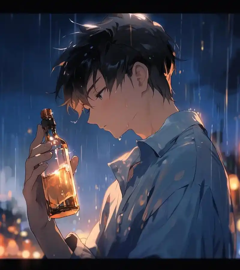 简约男生头像 i 喝着喝着就哭了 愈系男头,蓝色系,治愈系, 关键词:at