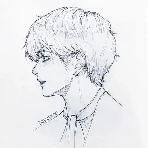 人物线稿黑白动漫素材手绘插画绘画